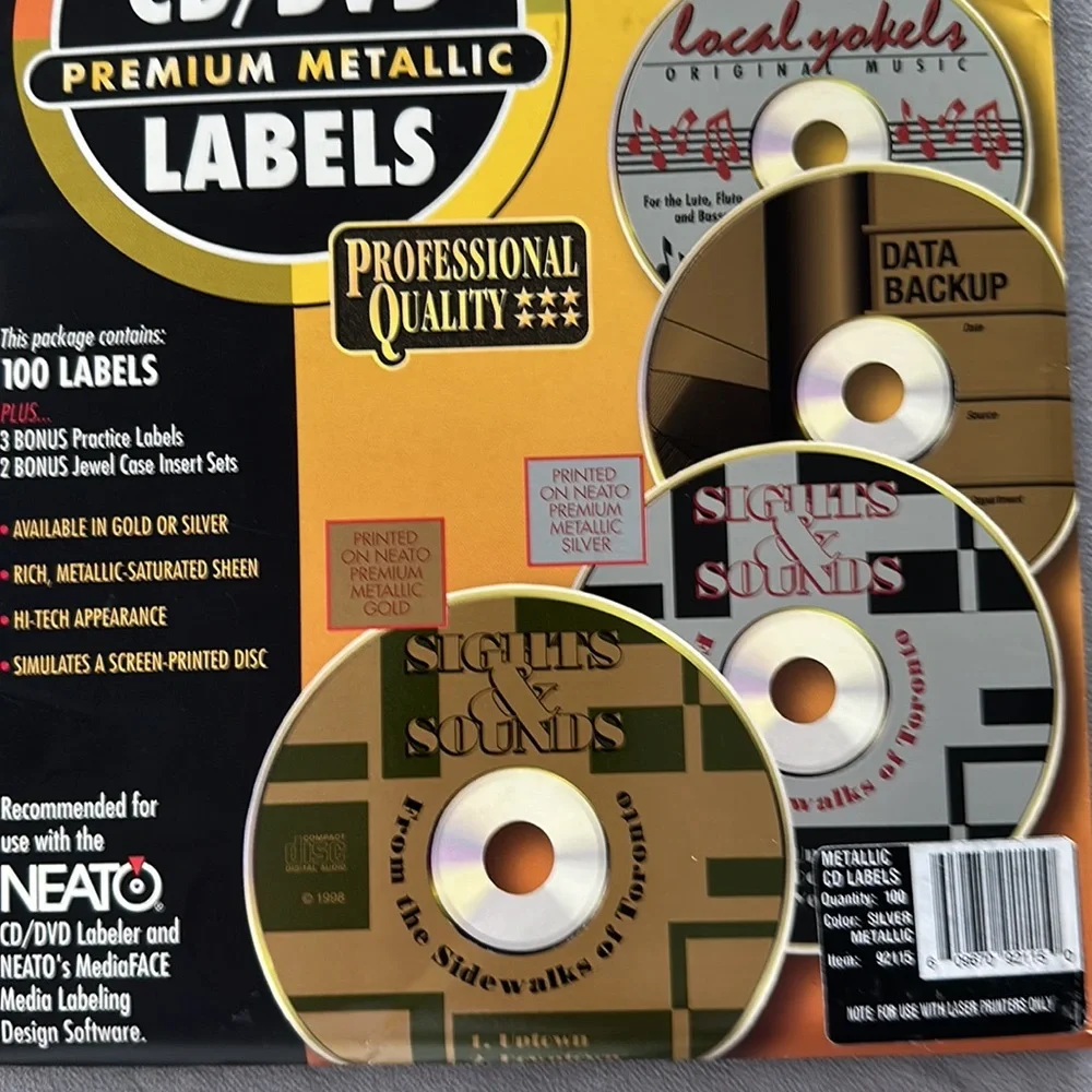 NEATO CD/DVD Premium Metallic Labels